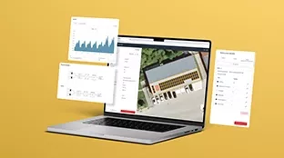 Solar.creator app on laptop with yellow background