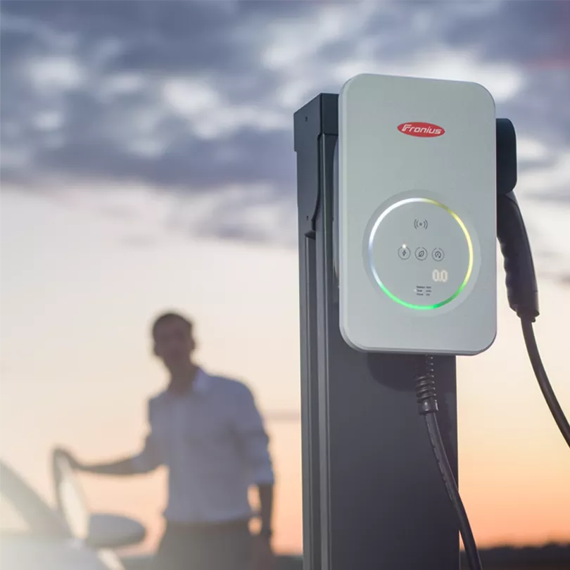 Man with a Car and a Fronius Wattpilot Flex Home